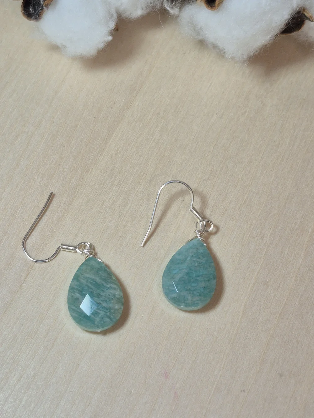 🩵🩵NEW🩵🩵 BEAUTIFUL!! Faceted AMZONITE Teardrop Dangle Earrings